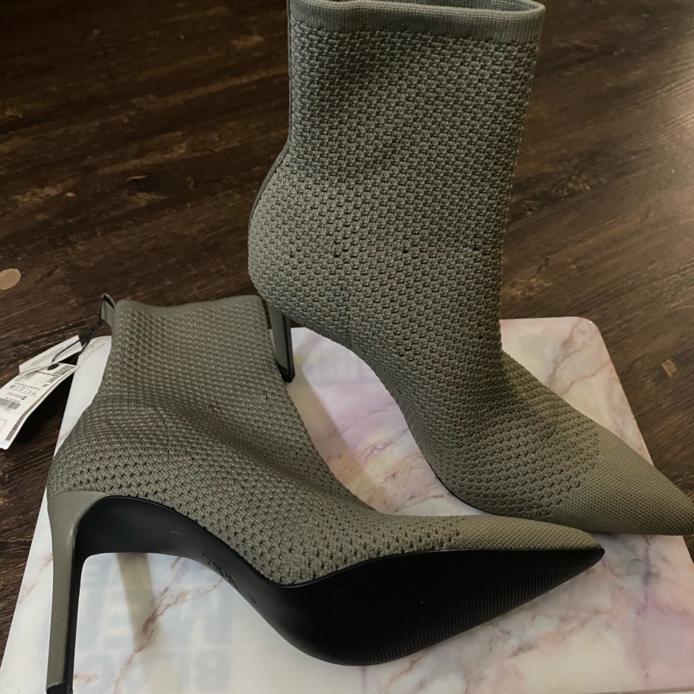 Fabric heeled ankle boots